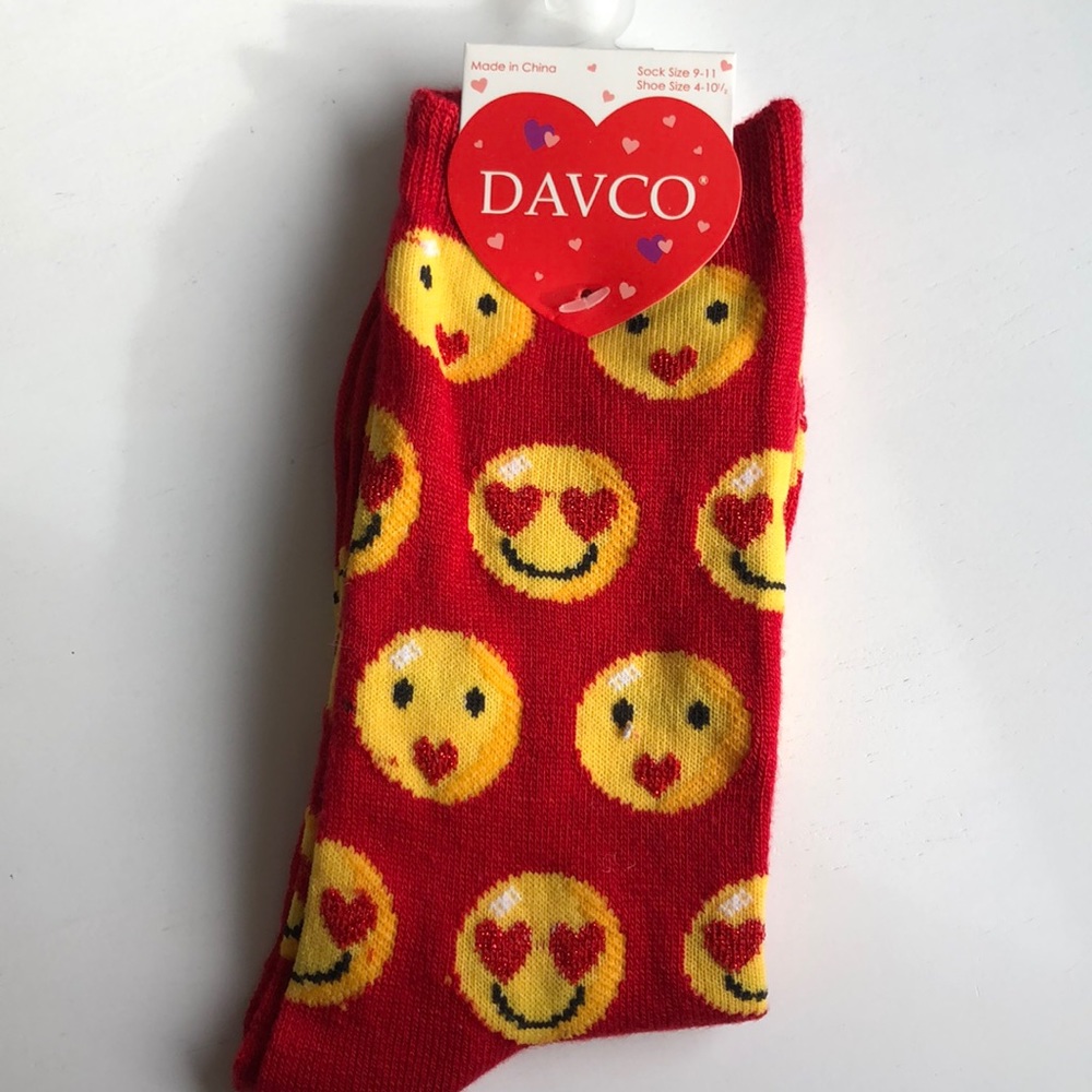 Brand new long red emoji socks
